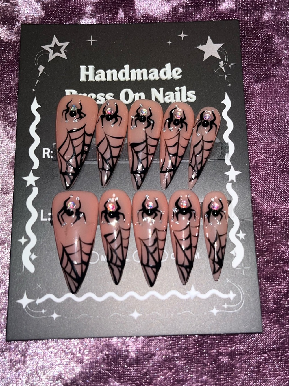 Brown Spiderweb Press-On Nails -